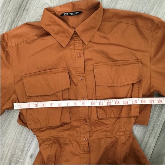 ZARA POPLIN SHIRT DRESS BUTTON FRONT LONG SLEEVE MINI MEDIUM - Picture 7 of 12